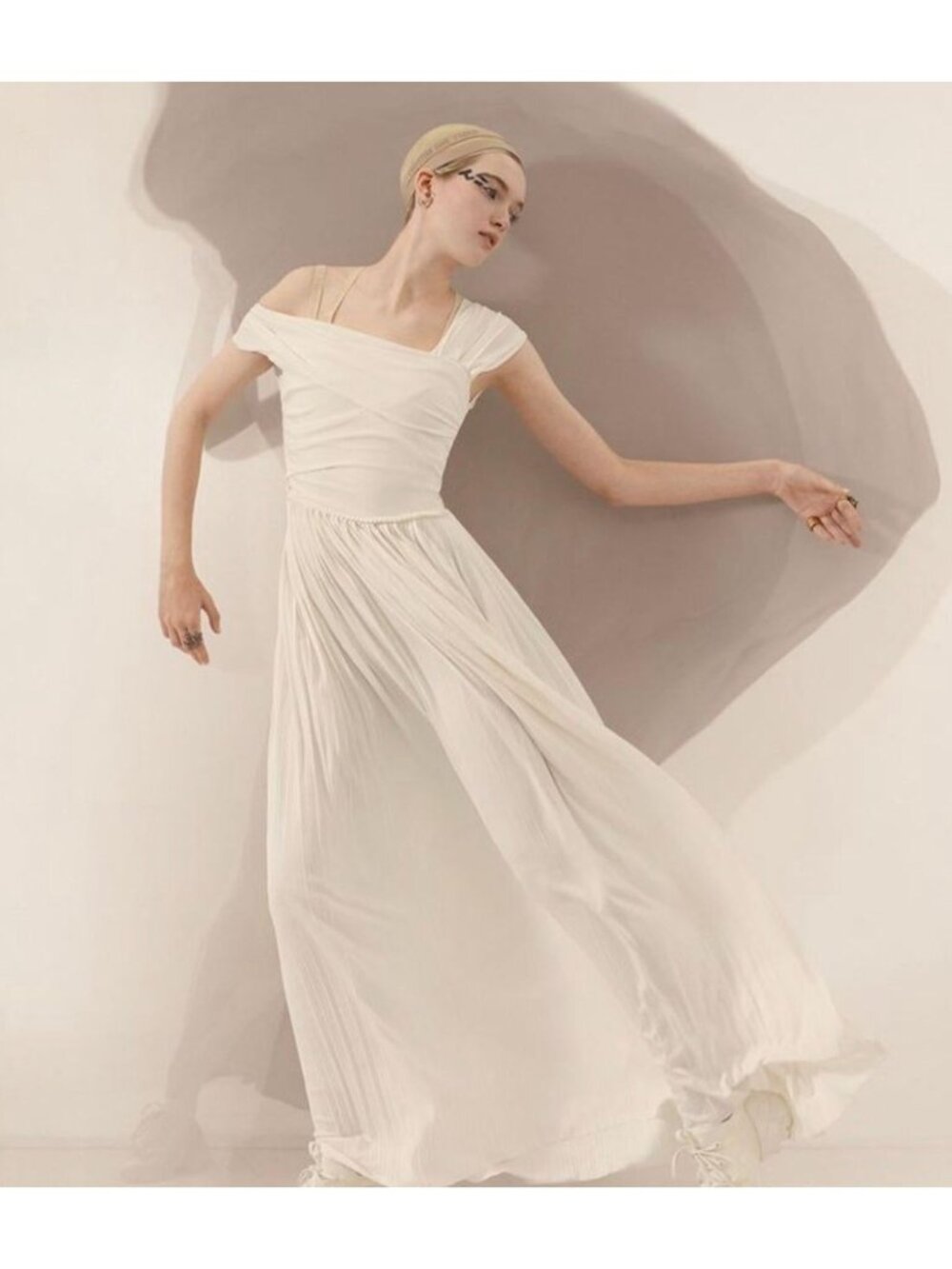 Christian Dior Women's Dress Sz 8 White Draped Spring Summer 2019 Italy